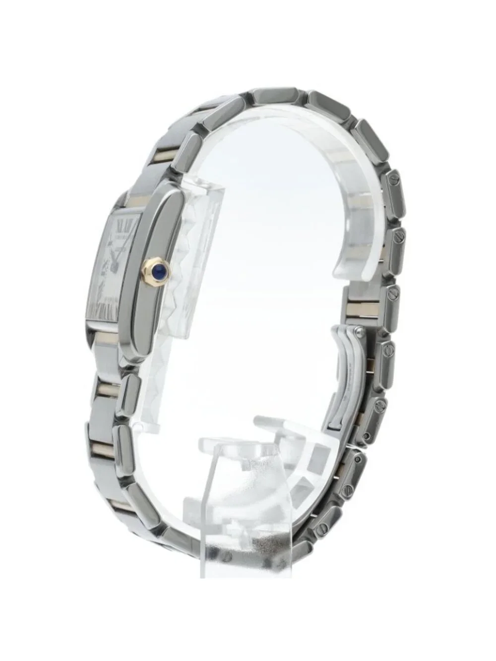 Cartier Tank Francaise MM Date Watch 18k Yellow Gold SS White